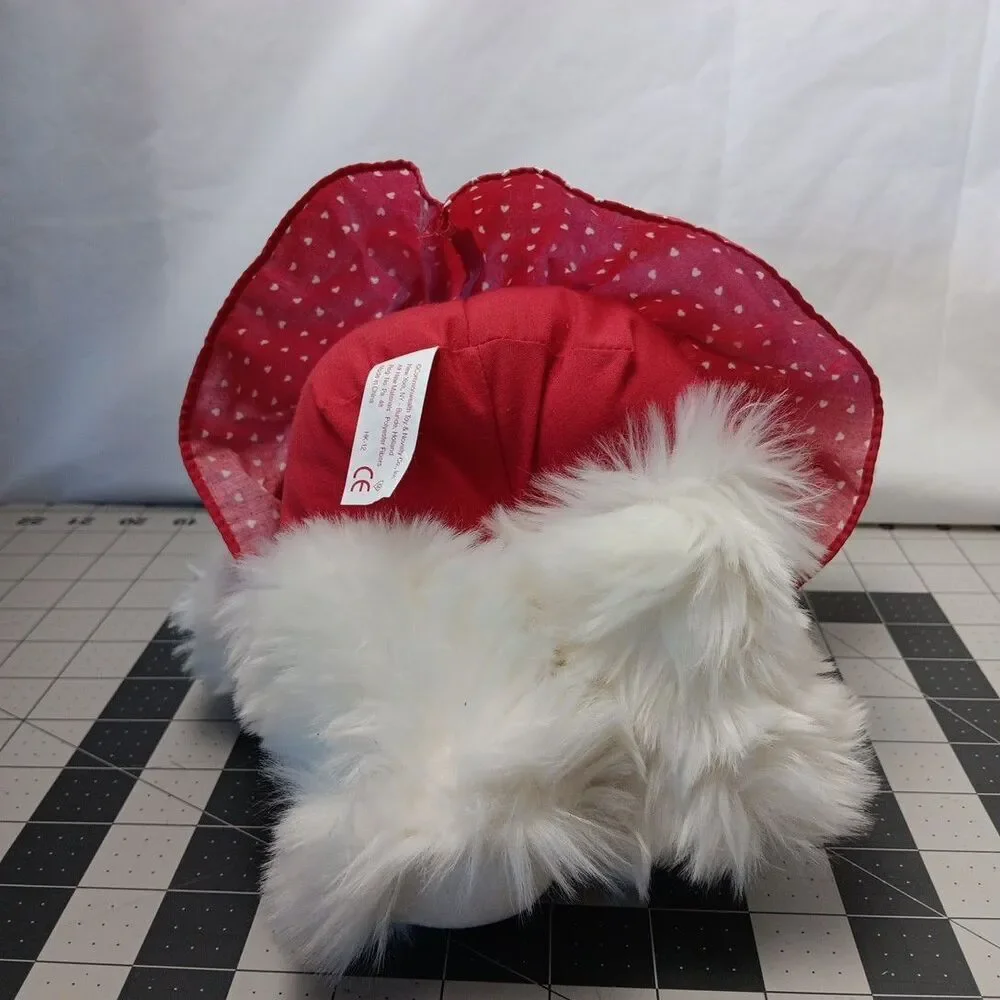 Commonwealth White Puppy Dog Red Hearts Dress and Bow Valentine's Day Plush